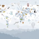 Miniatura fototapety Ilustrowana mapa świata z balonami