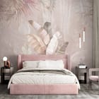 Miniatura fototapety Tropikalna dżungla z liśćmi - aranżacja w sypialni
