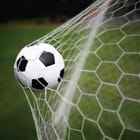 Miniatura fototapety Piłka nożna w siatce bramki