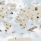 Miniatura fototapety Mapa świata z ilustracjami zwierząt