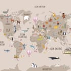 Miniatura fototapety Mapa świata dla dzieci z ikonami