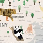 Miniatura fototapety Mapa świata z fauną i florą - jakość wydruku i struktura materiału