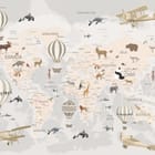 Miniatura fototapety Ilustrowana mapa świata z balonami