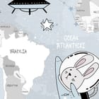 Miniatura fototapety Mapa świata z kosmicznymi zwierzętami - jakość wydruku i struktura materiału
