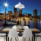 Miniatura fototapety Panorama miasta nocą nad wodą we wnętrzu kuchni