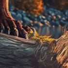 Miniatura fototapety Czerwony smok na tle gór - jakość wydruku i struktura materiału