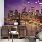 Miniatura fototapety Panorama miasta z mostem nocą we wnętrzu sypialni