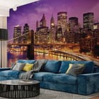 Miniatura fototapety Panorama miasta z mostem nocą we wnętrzu salonu