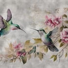 Miniatura fototapety Kolibry i Kwiaty w Delikatnym Ujęciu