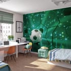 Miniatura fototapety Piłka nożna na zielonym tle - aranżacja w pokoju dziecka