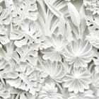 Miniatura fototapety Białe Liście i Kwiaty w Reliefie