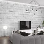 Miniatura fototapety Biała ceglana ściana we wnętrzu salonu