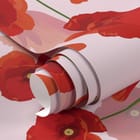 Miniatura fototapety Czerwone maki na różowym tle - realne zdjęcie w rolce
