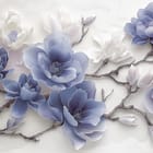 Miniatura fototapety Gałąź magnolii na jasnym tle