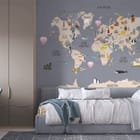 Miniatura fototapety Ilustrowana mapa świata dla dzieci - aranżacja w pokoju dziecka