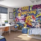 Miniatura fototapety Kolorowe graffiti z napisami - aranżacja w pokoju nastolatka