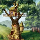 Miniatura fototapety Domek na drzewie z platformą