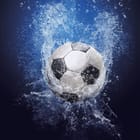 Miniatura fototapety Piłka nożna i woda w ruchu