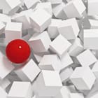 Miniatura fototapety Czerwona kula i białe sześciany