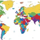 Miniatura fototapety Kolorowa mapa świata z kontynentami