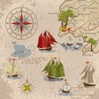 Miniatura fototapety Stare mapy z żaglowcami