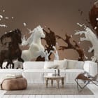 Miniatura fototapety Konie z mleka i czekolady we wnętrzu salonu