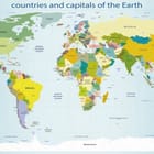 Miniatura fototapety Mapa świata z krajami i kontynentami