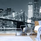 Miniatura fototapety Nocny most nad rzeką we wnętrzu sypialni