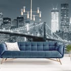 Miniatura fototapety Nocny most nad rzeką we wnętrzu salonu