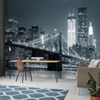 Miniatura fototapety Nocny most nad rzeką we wnętrzu pokoju nastolatka