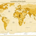 Miniatura fototapety Mapa świata z krajami i oceanami