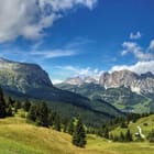 Miniatura fototapety Górski krajobraz z lasem i łąką