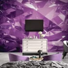 Miniatura fototapety Fioletowe kryształy 3D we wnętrzu sypialni