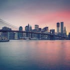 Miniatura fototapety Most nad rzeką o zachodzie słońca