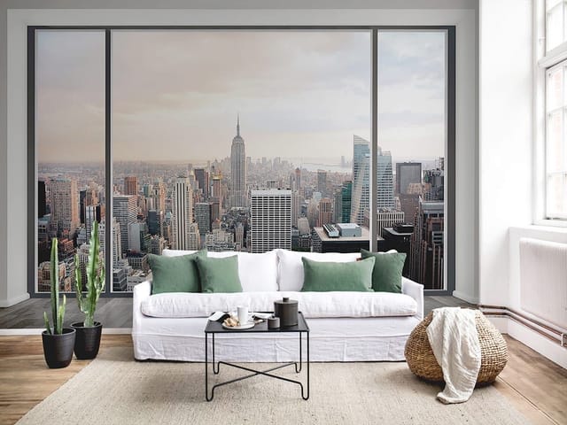 Fototapeta Panorama miasta przez okno