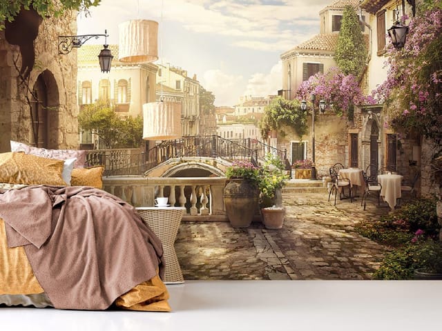 Fototapeta Malownicza uliczka z mostkiem