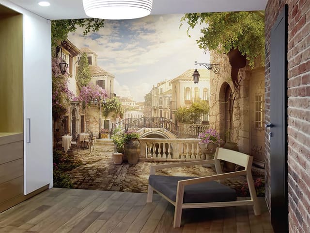 Fototapeta Malownicza uliczka z mostkiem (kod: 10938) Fototapeta Malownicza uliczka z mostkiem