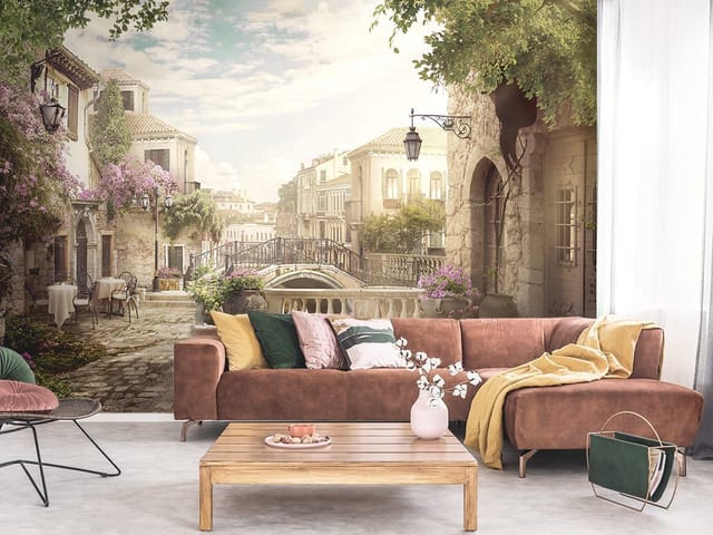 Fototapeta Malownicza uliczka z mostkiem