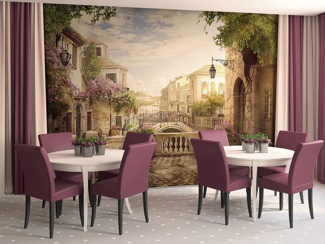 Fototapeta Malownicza uliczka z mostkiem (kod: 10938) Fototapeta Malownicza uliczka z mostkiem