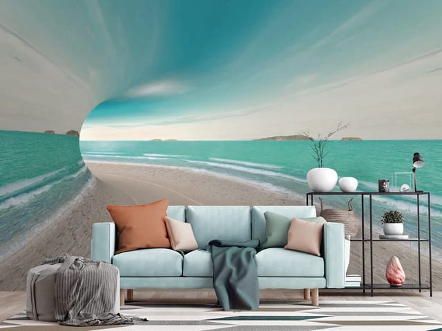 Fototapeta Plaża z Zakrzywionym Horyzontem (kod: 10958) Fototapeta Plaża z Zakrzywionym Horyzontem