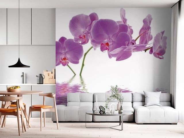Fototapeta storczyki – fioletowe orchidee nad wodą