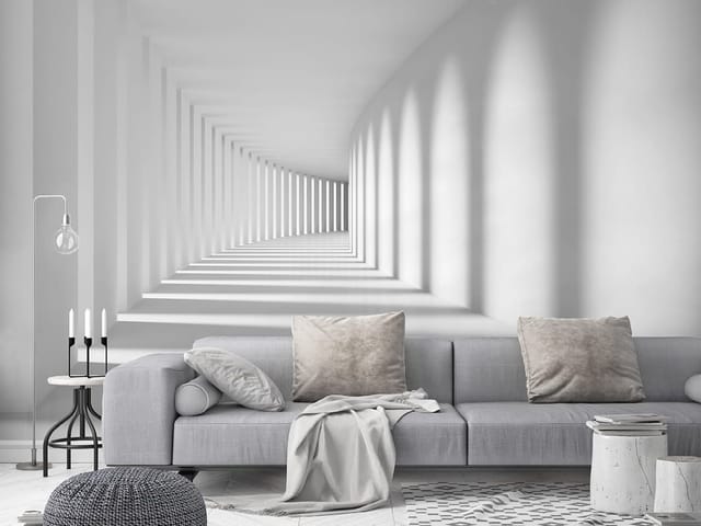 Fototapeta Nowoczesny biały korytarz 3D