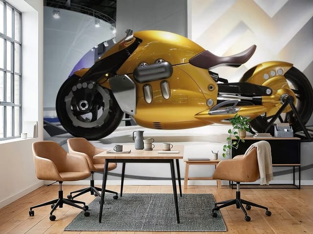 Fototapeta Motocykle – nowoczesny złoty motocykl na platformie