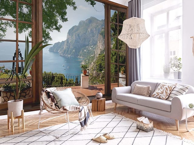 Fototapeta Widok na morze przez okno (kod: 13502) Fototapeta Widok na morze przez okno