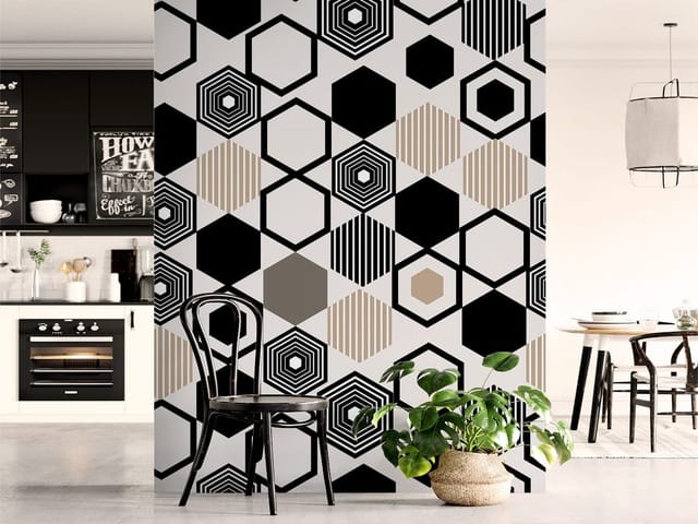 Fototapeta z geometrycznym wzorem heksagonów na jasnym tle