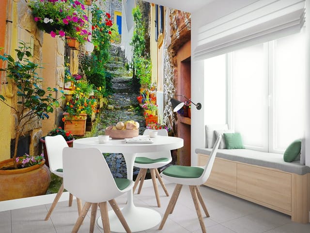 Fototapeta Uliczka z kwiatami w Starym Mieście