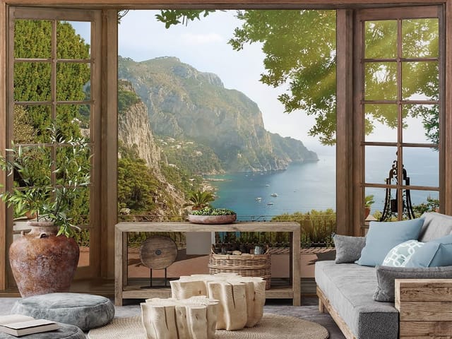 Fototapeta Widok na morze przez okno (kod: 15057) Fototapeta Widok na morze przez okno