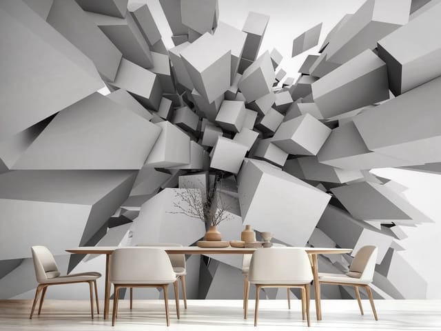 Fototapeta 3D abstrakcja – abstrakcyjne szare prostopadłościany