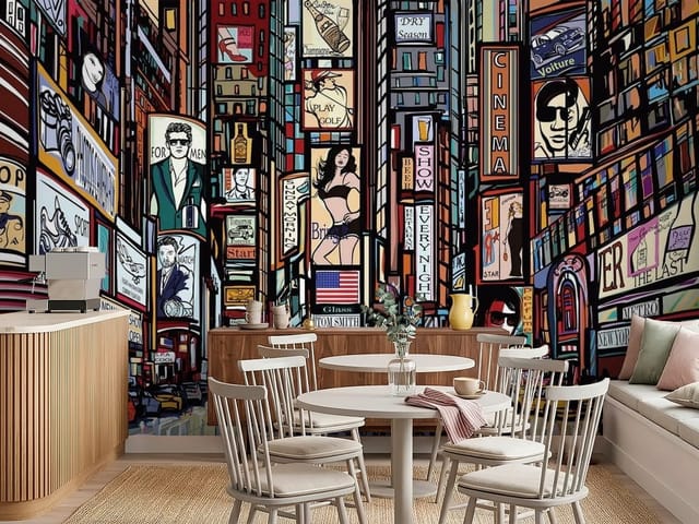 Fototapeta Ilustracje miast – tłum ludzi na ulicy miasta