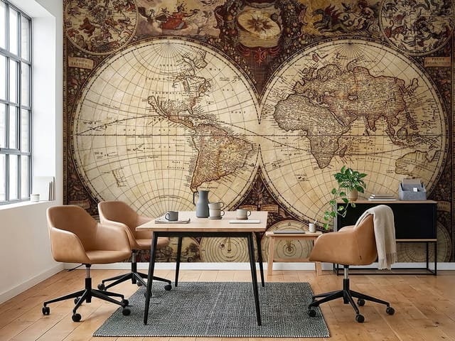 Fototapeta Stare mapy – stara mapa świata z kontynentami
